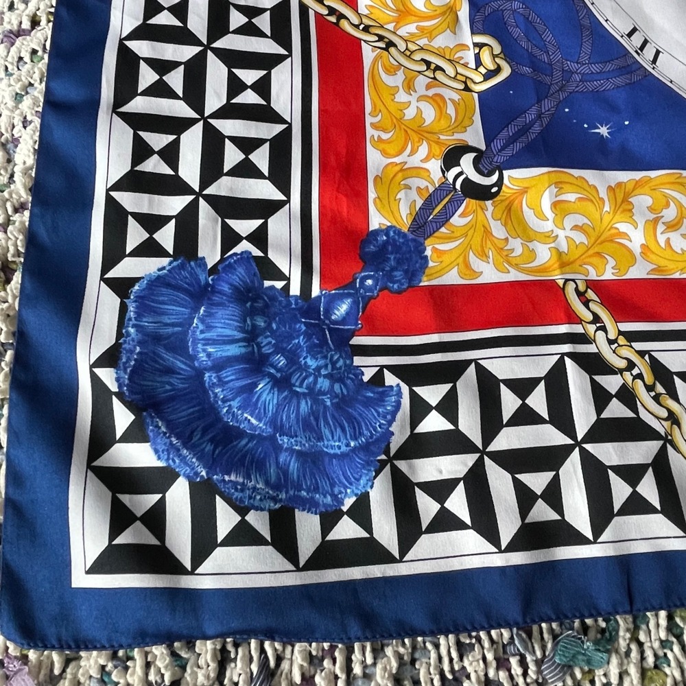 Jafra Cosmetics Scarf Temps Fugit Adorisse Italian Iverson Designer Blue Vintage - Picture 2 of 12